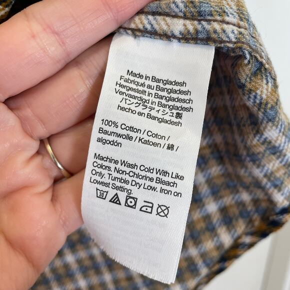 J. Crew Crewcuts Boy's Plaid Button Down Shirt Corduroy Brown Black 6-7 - Picture 3 of 4